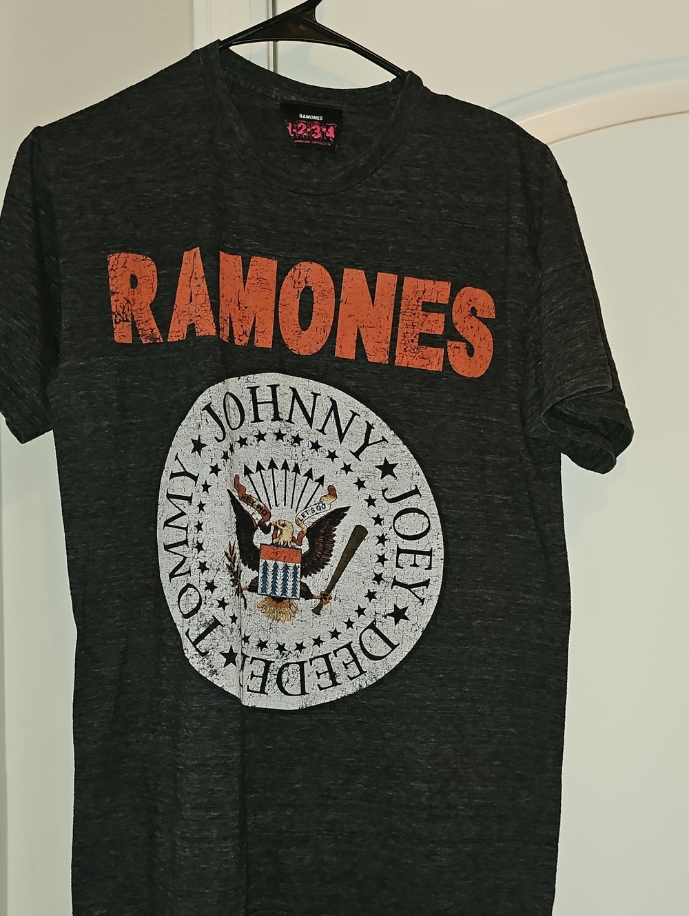 Ramones Graphic Logo Tee in Charcoal Black & Orange